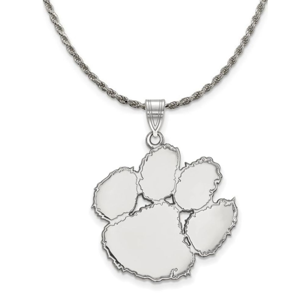 Sterling Silver Clemson U XL Pendant Necklace - 20 Inch